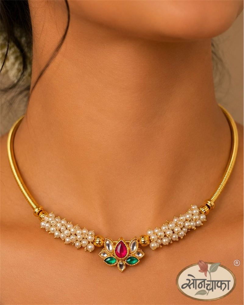 EMERALD LOTUS PEARL NECKLACE