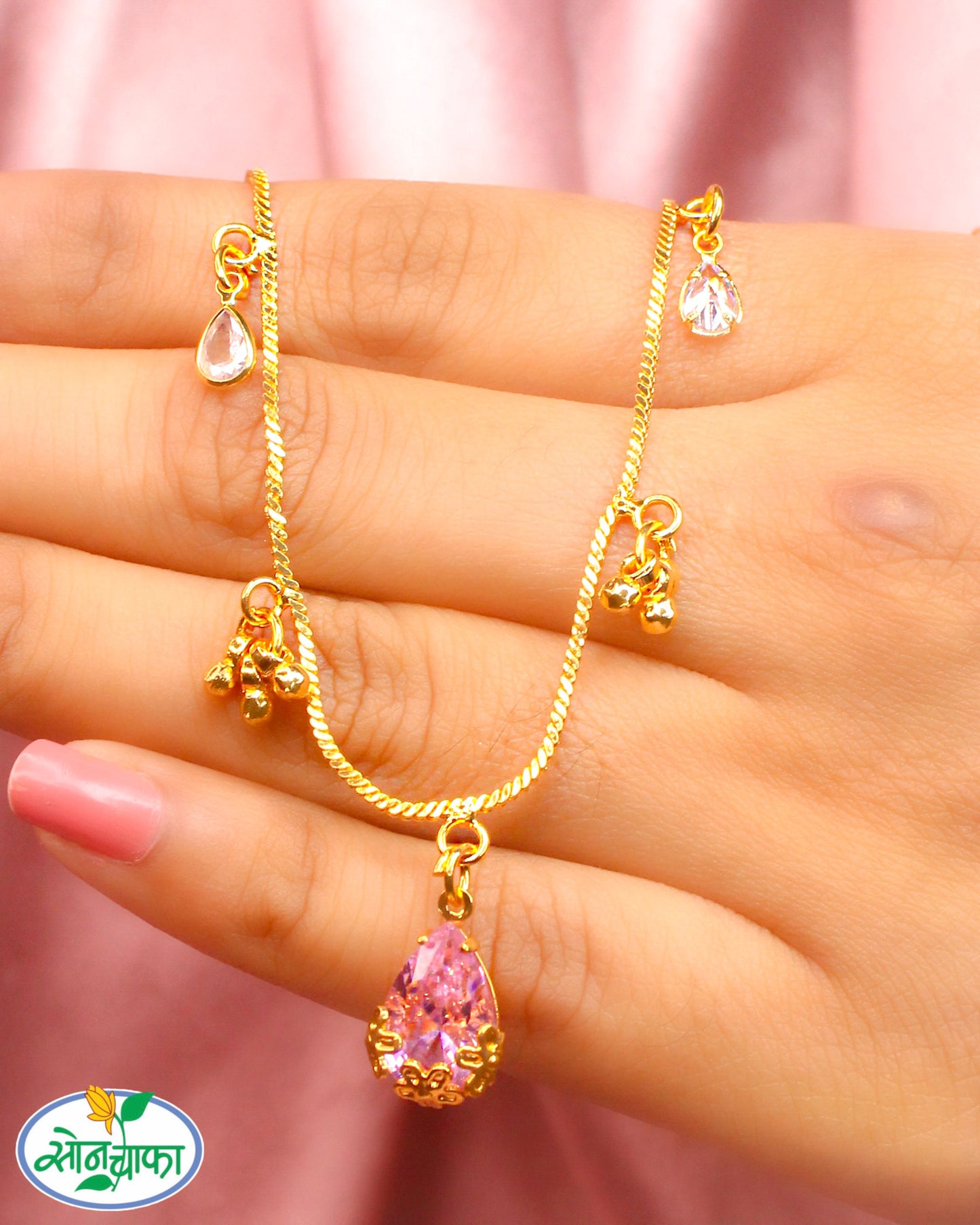 GLAMOUR PINK STONE NECKLACE