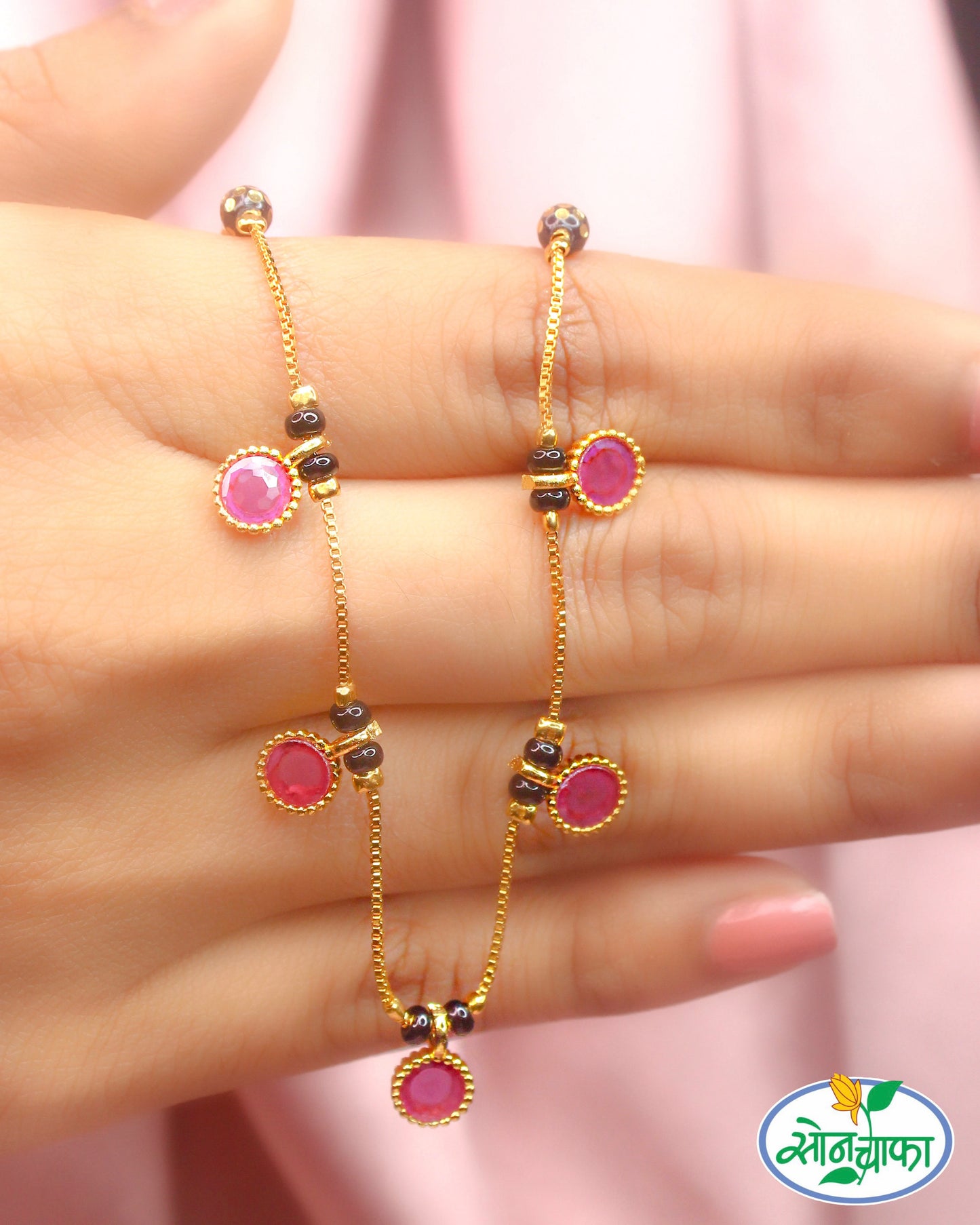 DESIGNER PINK STONE MANGALSUTRA