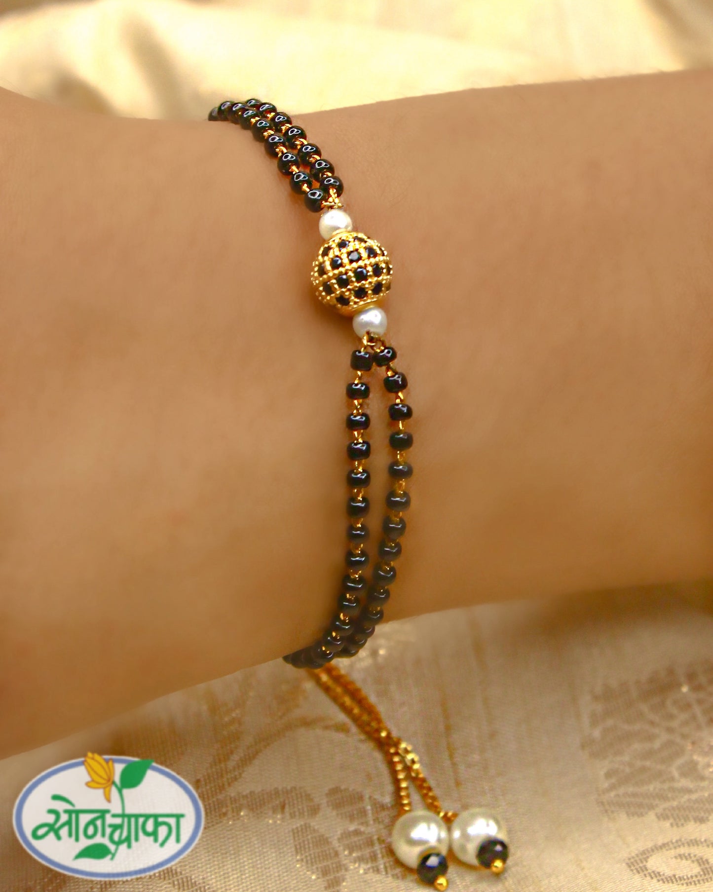 BLACK BEADS DESIGNER BRACELET
