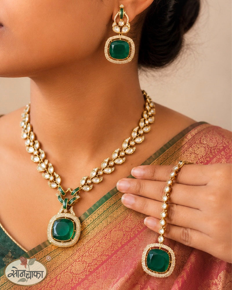 LATEST GREEN STONE NECKLACE