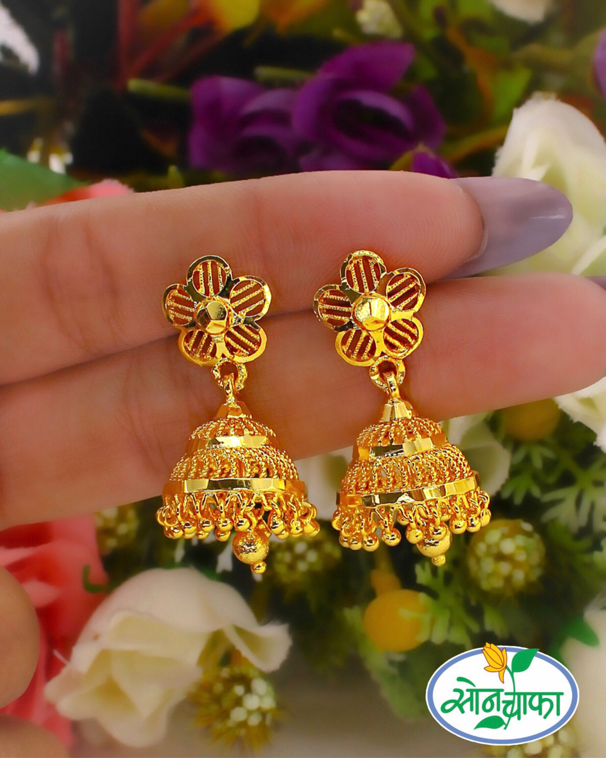 BEAUTIFUL GOLD PLATED EARRINGS – Sonchafa - Main Image