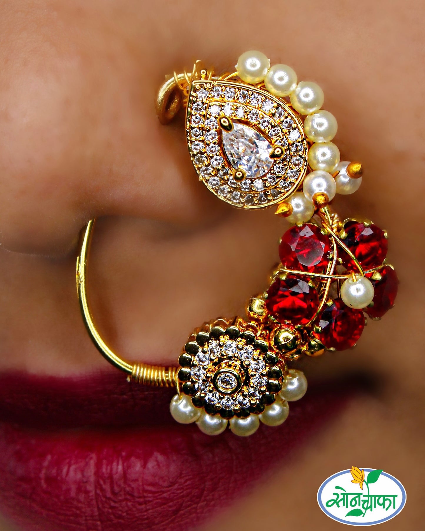 PEARL BEADS WITH LEAF DESIGN NATH