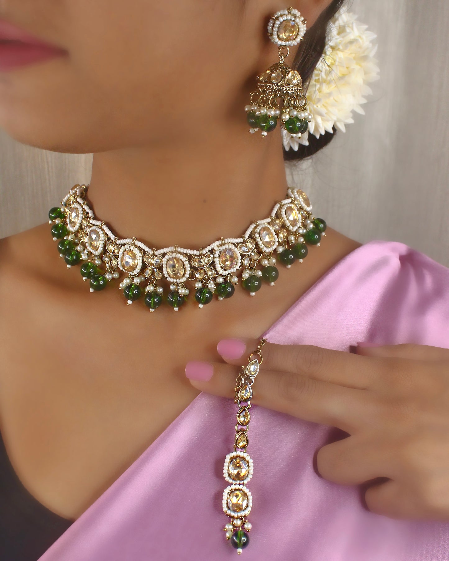 DESIGNER GREEN BEADS NECKLACE