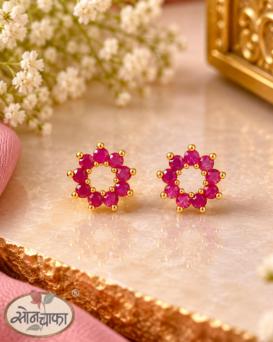 SPARKLING FLORAL EAR-STUDS