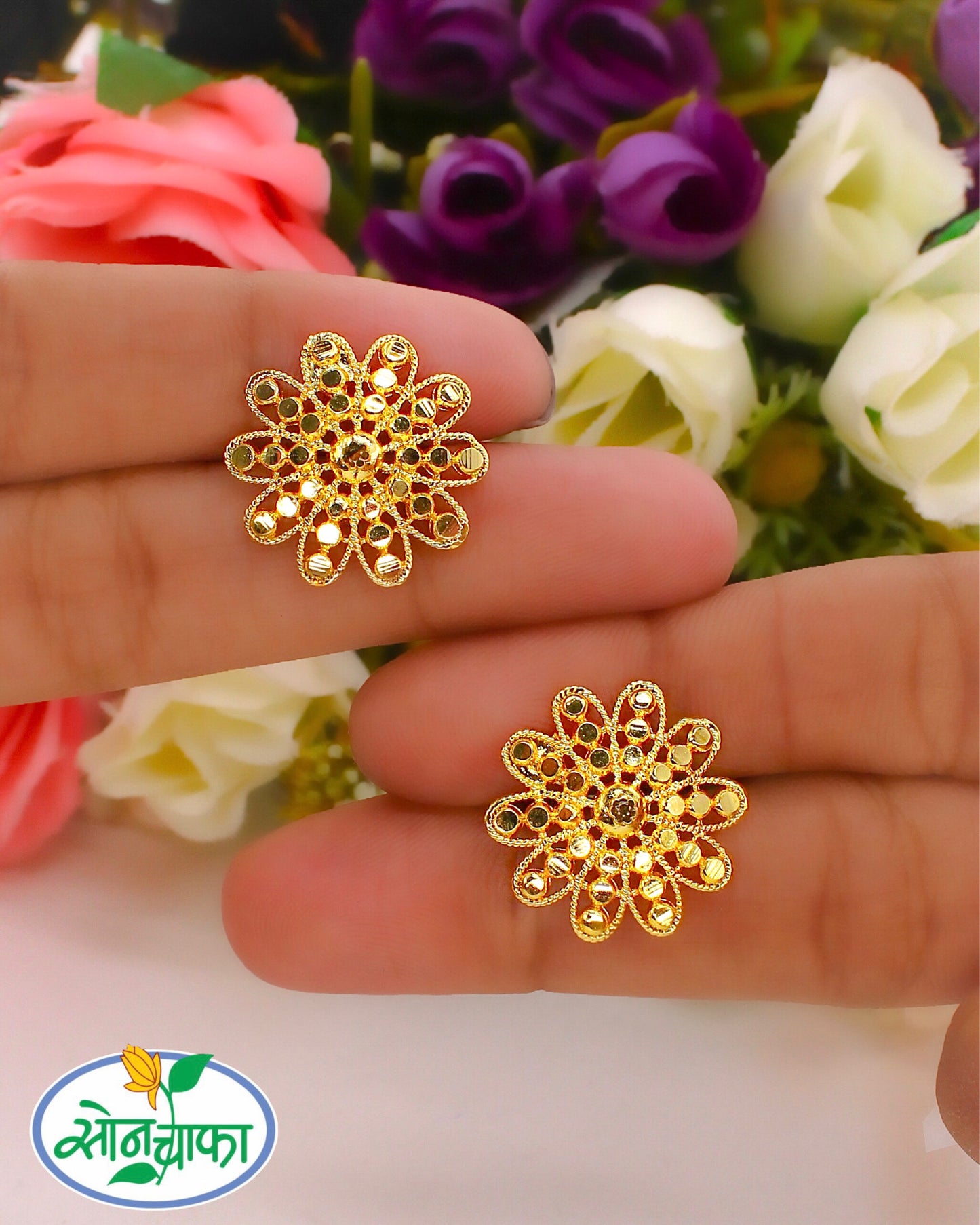 FLORAL DESIGNER EAR-STUDS
