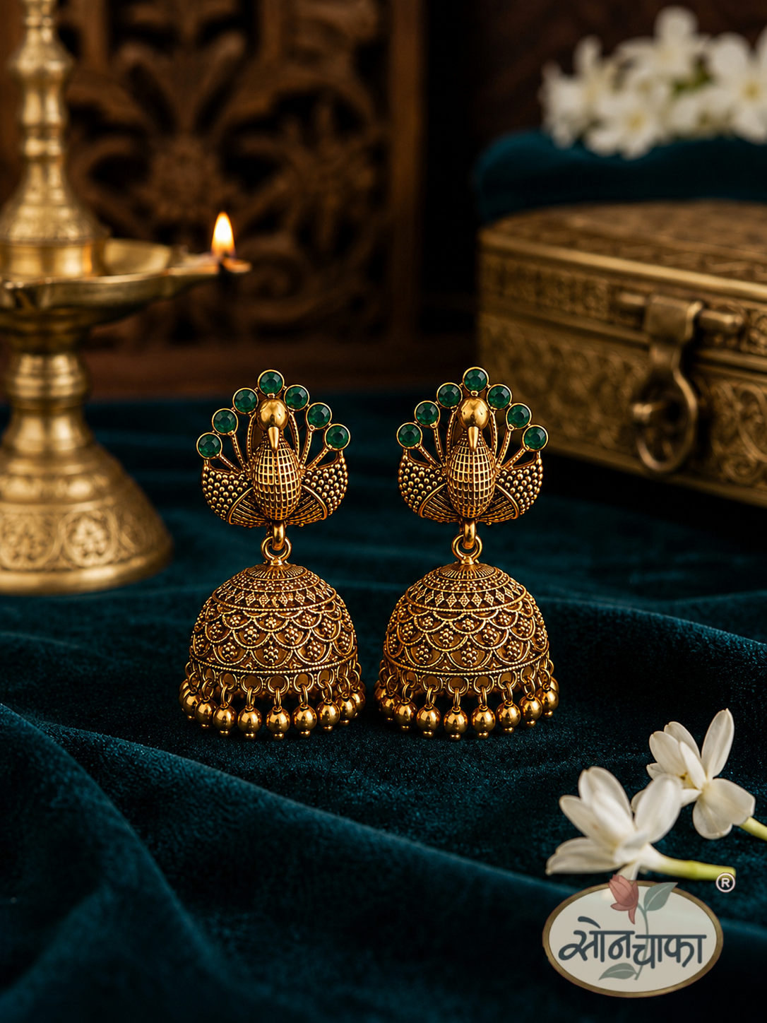 SLEEK PEACOCK PESHWAI JHUMKA