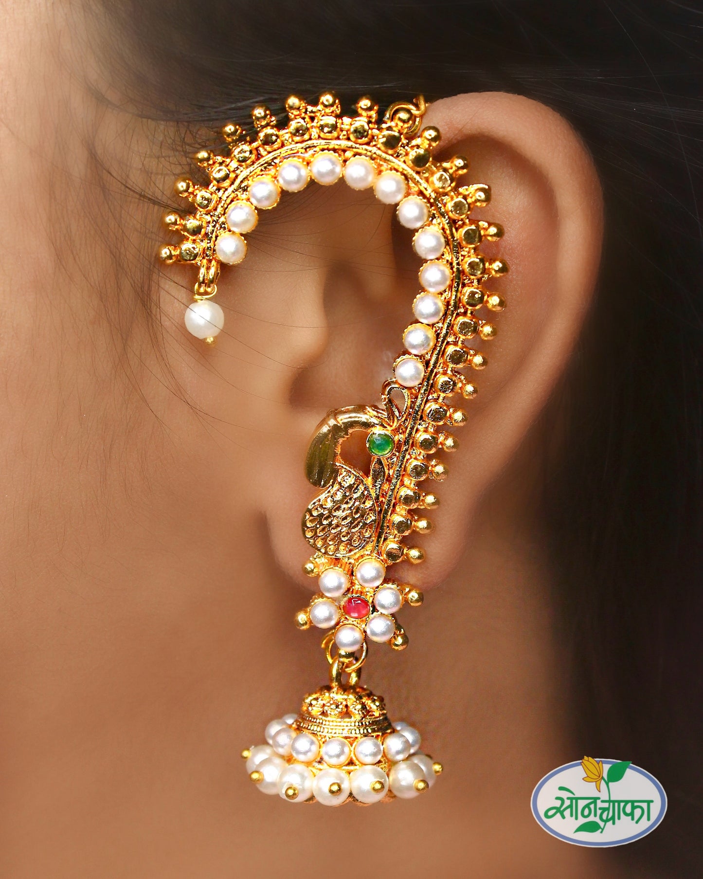 ALLURING PEARL BEADS EAR-CUFFS