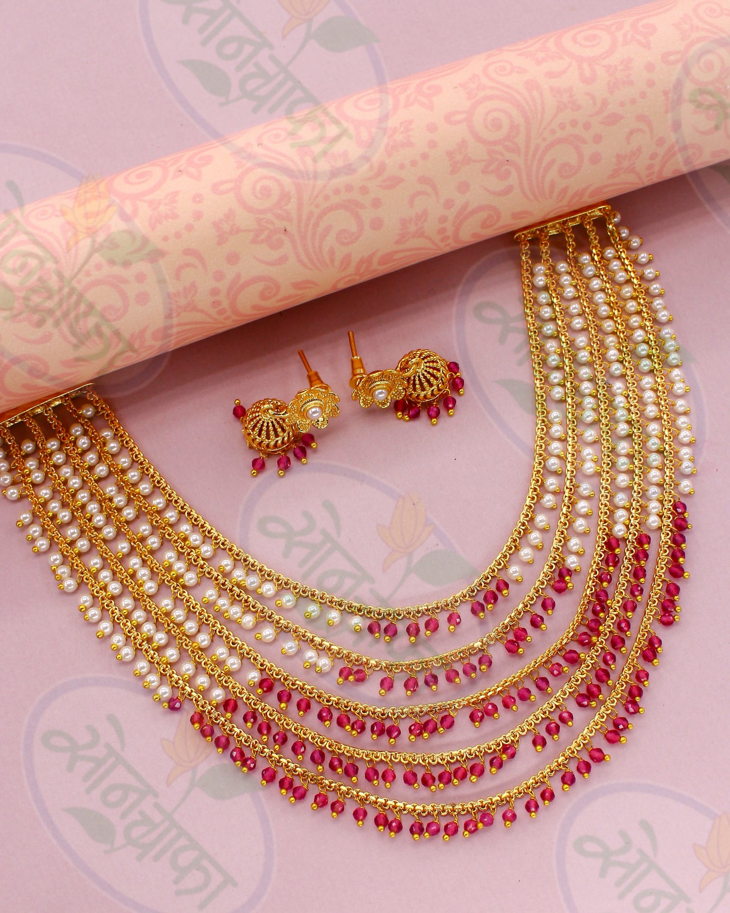 DESIGNER PINK STONE NECKLACE