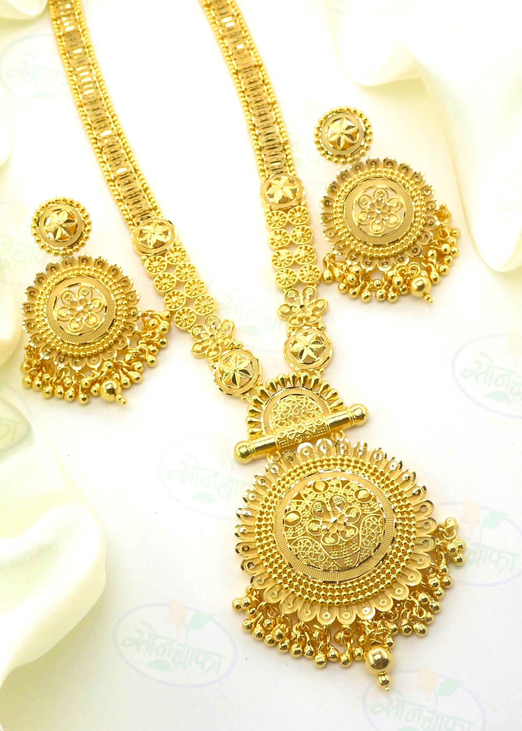 Stone Rani Haar One Gram Gold ALLURING DESIGNER GOLDEN NECKLACE