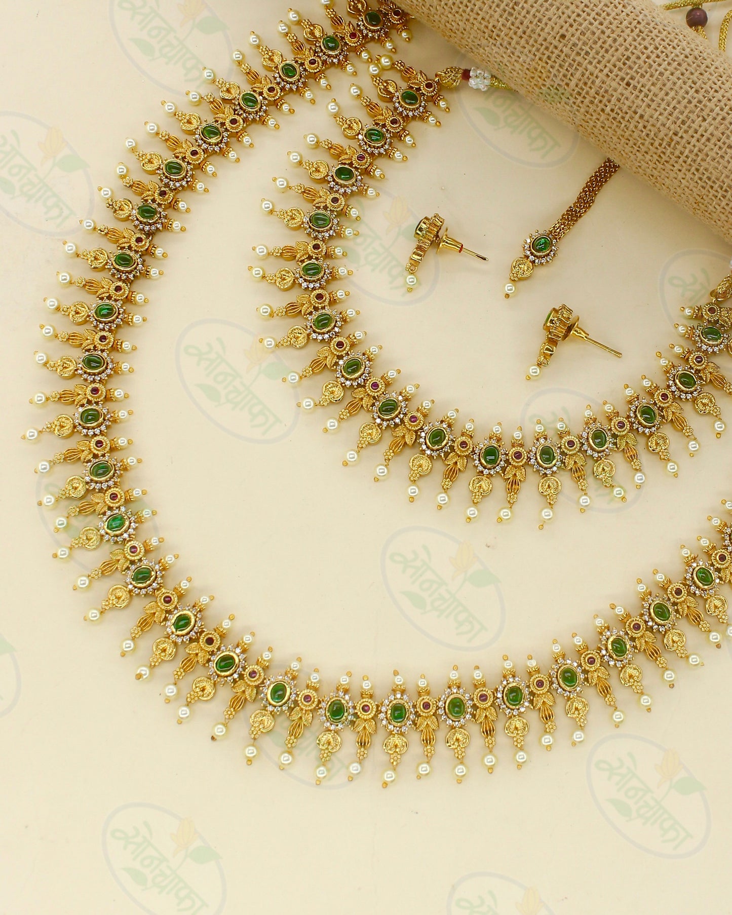 WEDDING WEAR GREEN STONE NECKLACE