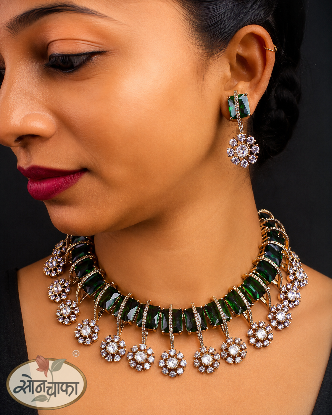AMERICAN DIAMOND RUBY NECKLACE