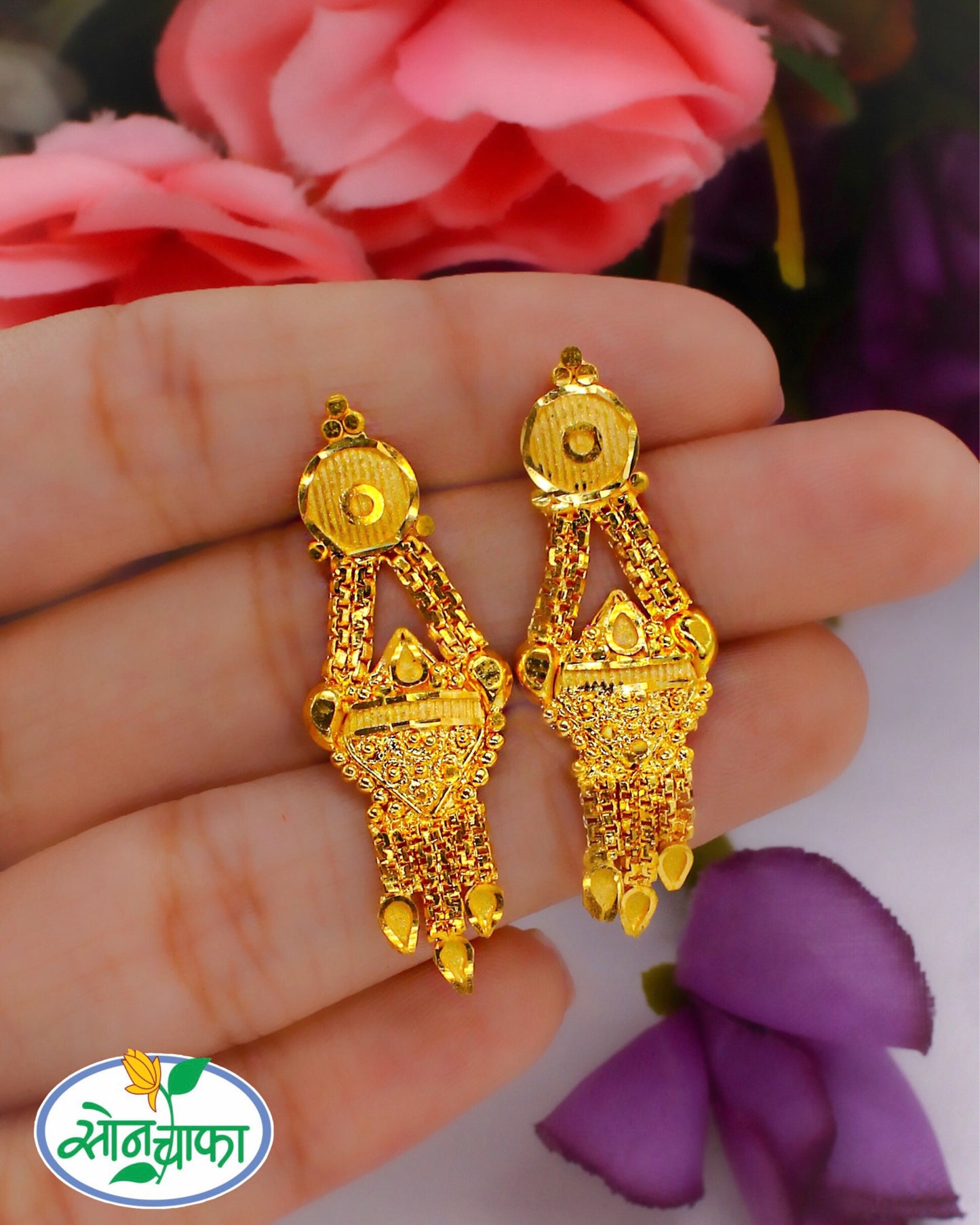 TEXTURED TRADITIONAL GOLD PLATED EARRINGS