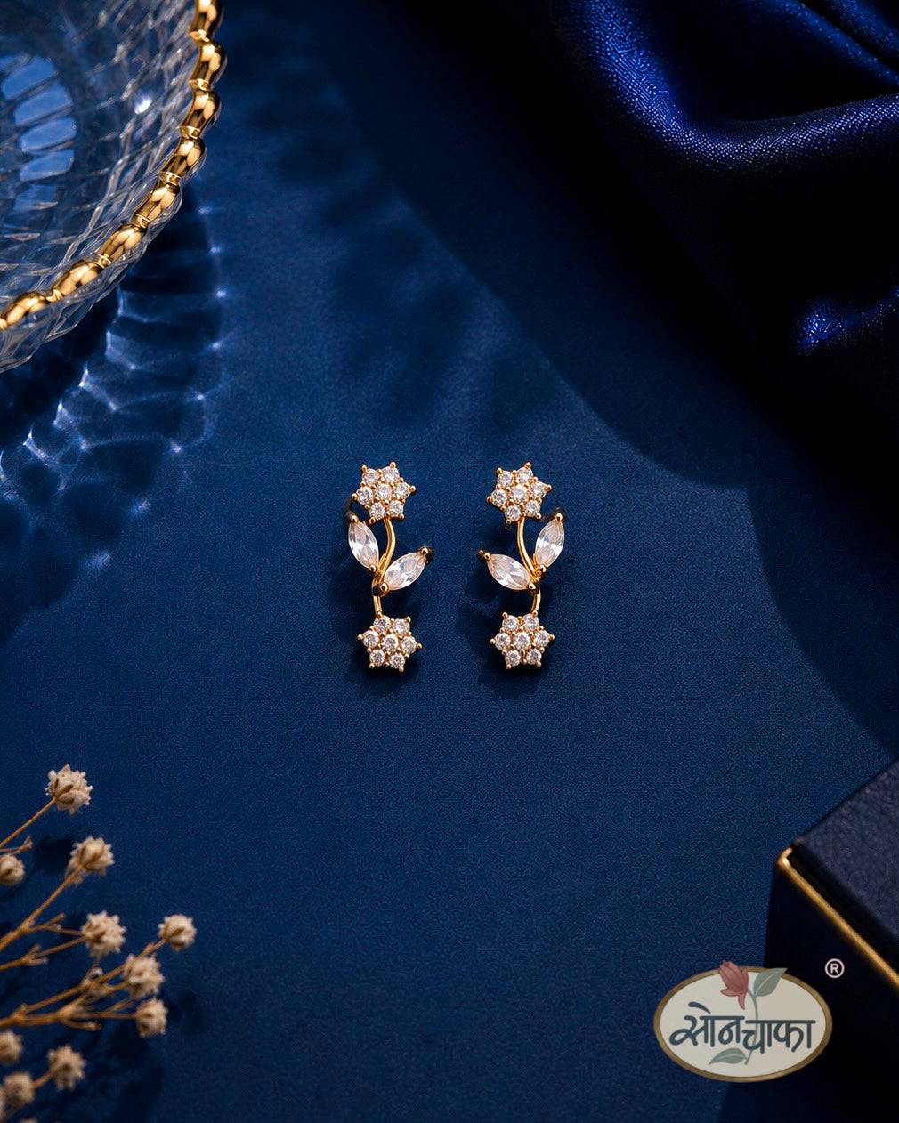 FLORAL WITH LEAF DESIGNER EARRINGS