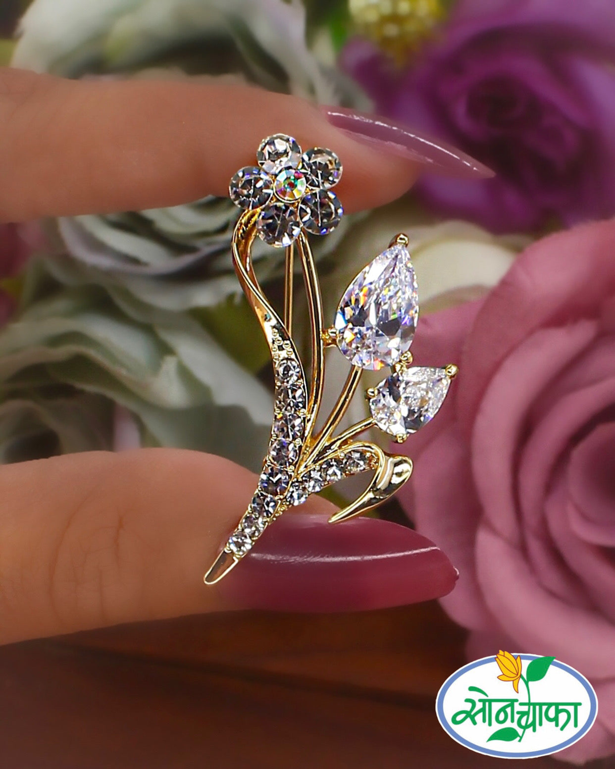 FLORET WITH LEAF DESIGNER SAREEPIN