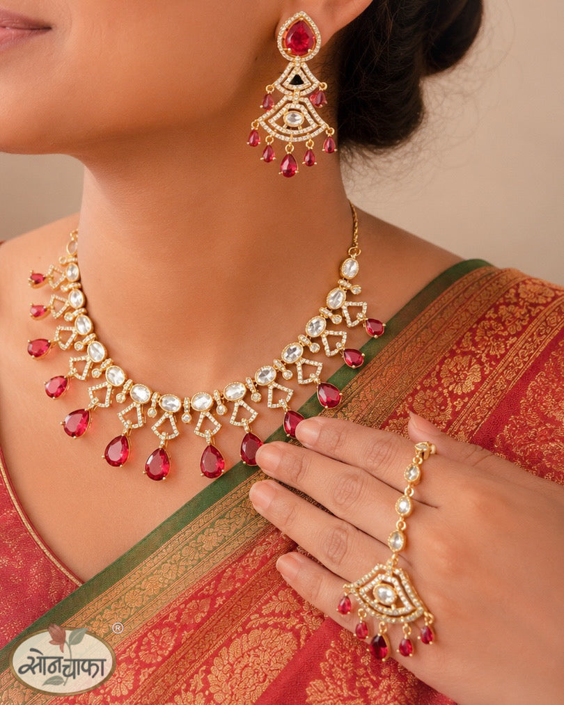 TRENDY PINK STONE NECKLACE