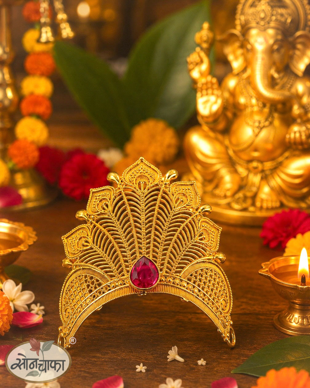 MORPANKH DESIGNE GANPATI MUKUT
