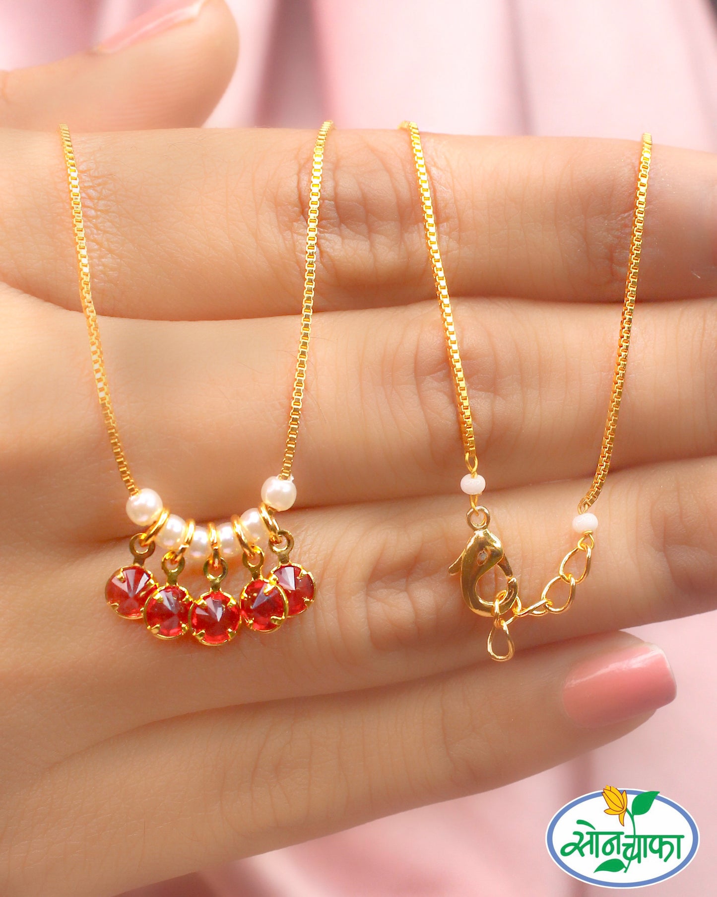 SIMPLE RED STONE NECKLACE