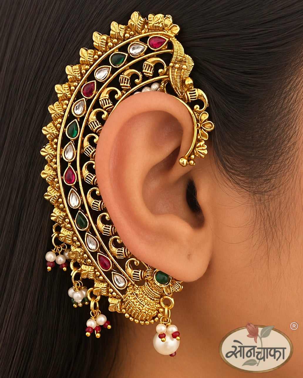 FLORAL DESIGNER ANTIQUE EAR-CUFF