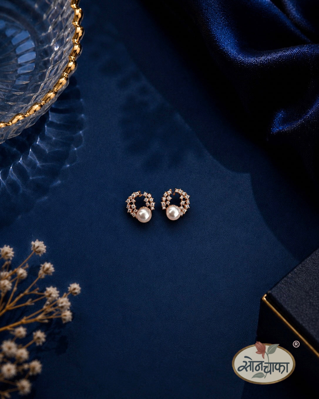 FLORAL PEARL STUDS EARRINGS