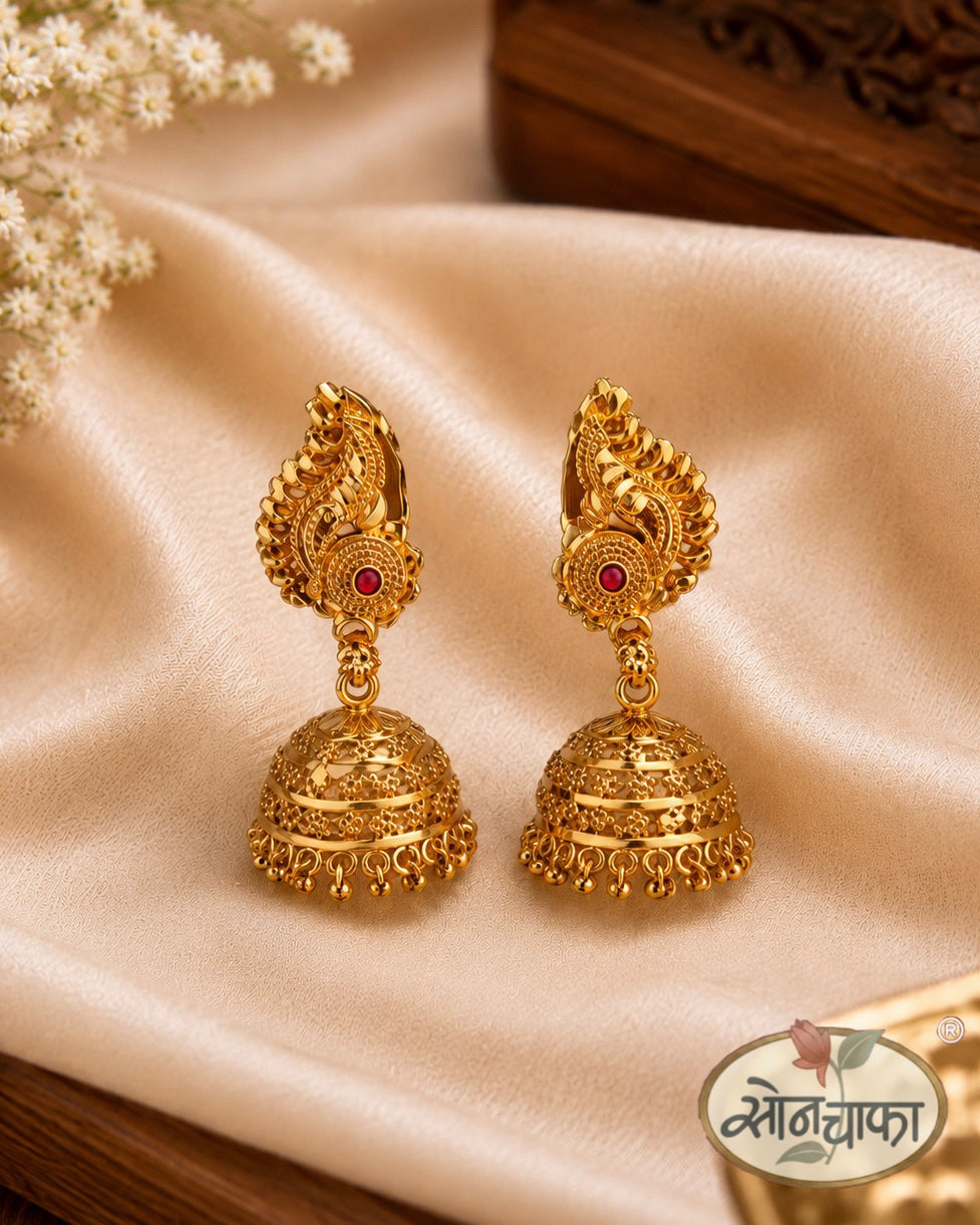 TEXTURED GOLDEN FINISH JHUMKI