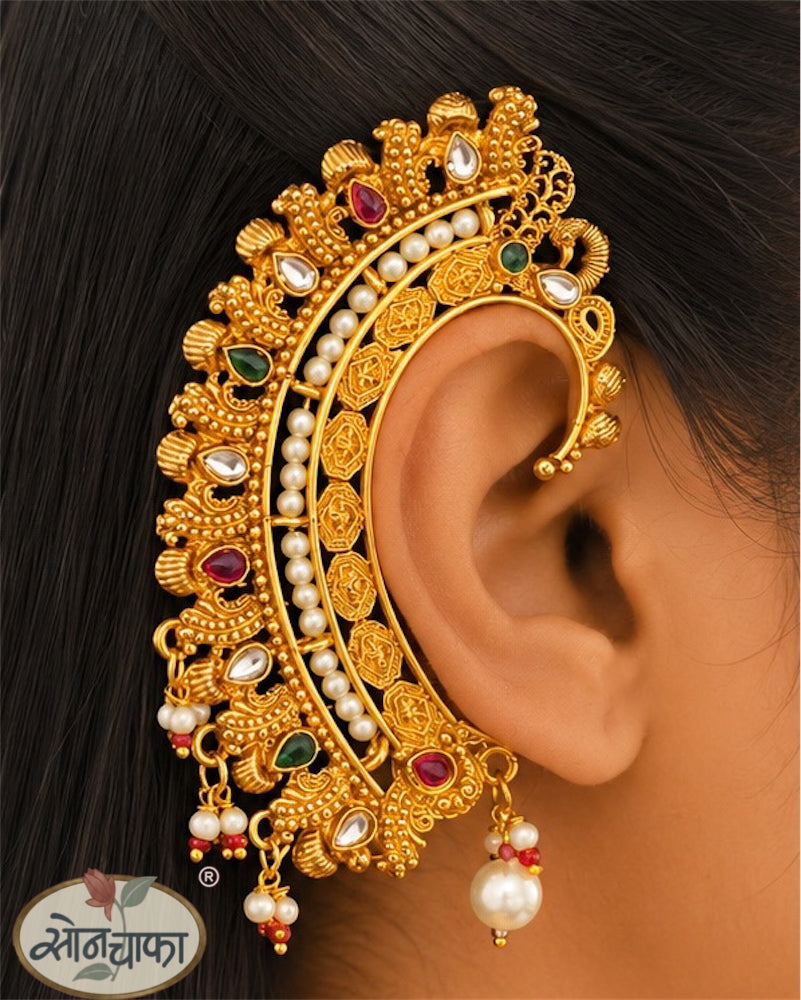 DELICATE PEACOCK DESIGNE ANTIQUE EAR-CUFF