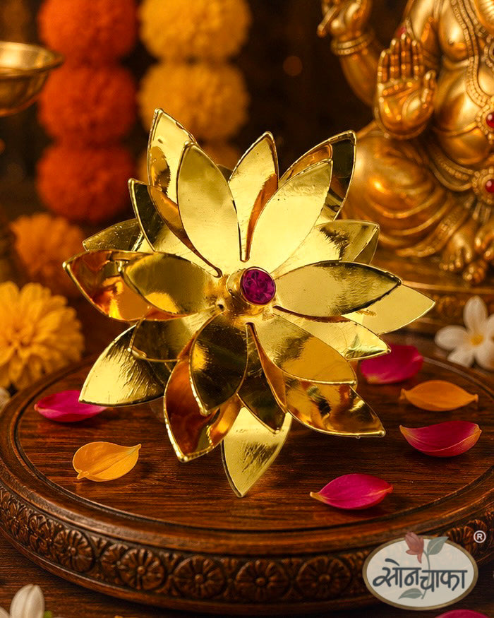 GOLDEN LOTUS BLOOM GANPATI PHOOL