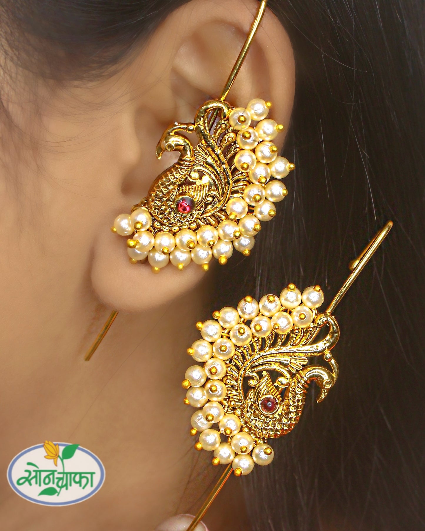 FANCY PEACOCK EAR-CUFFS