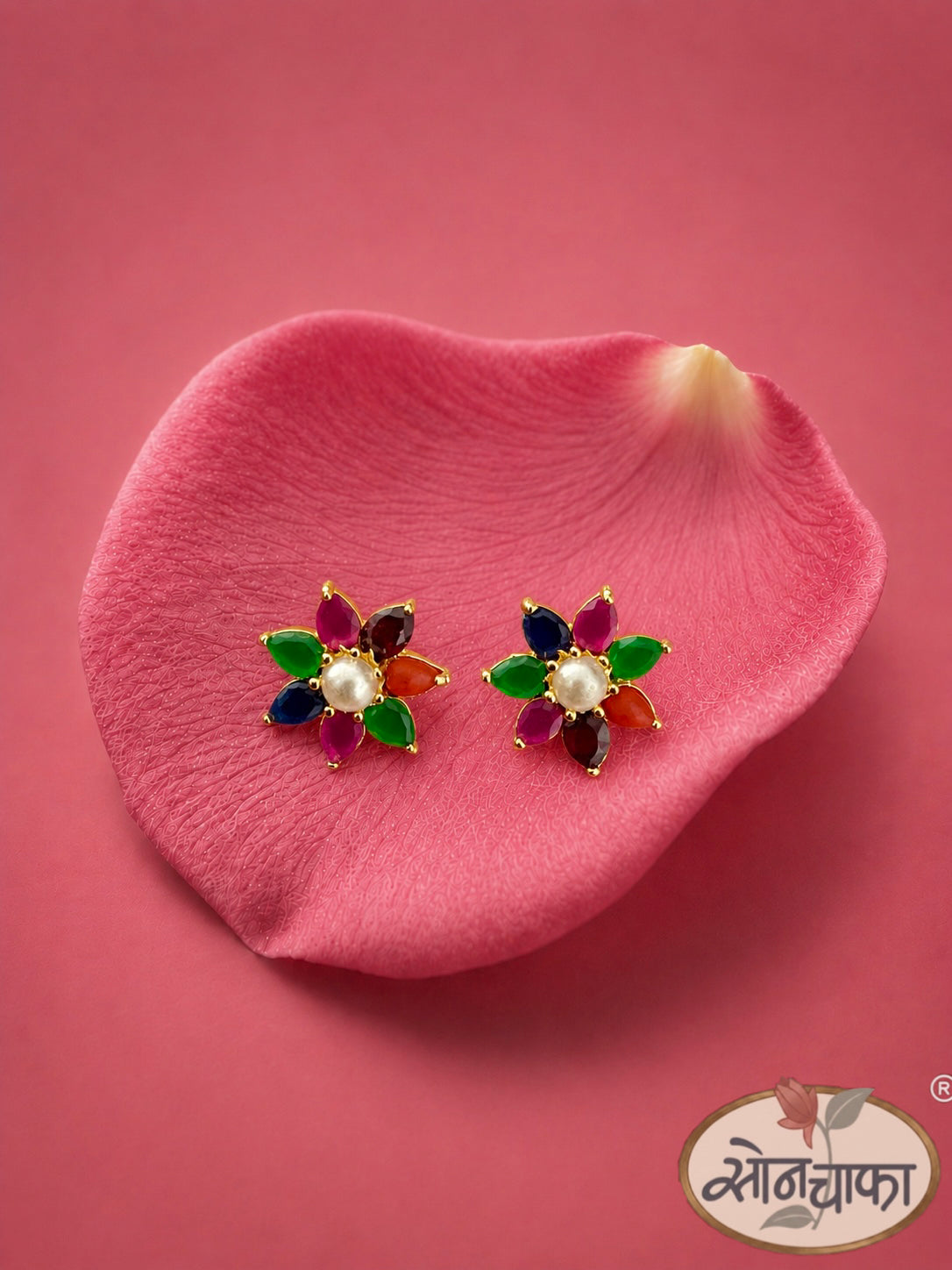 ALLURING NAVRATNA STUDS