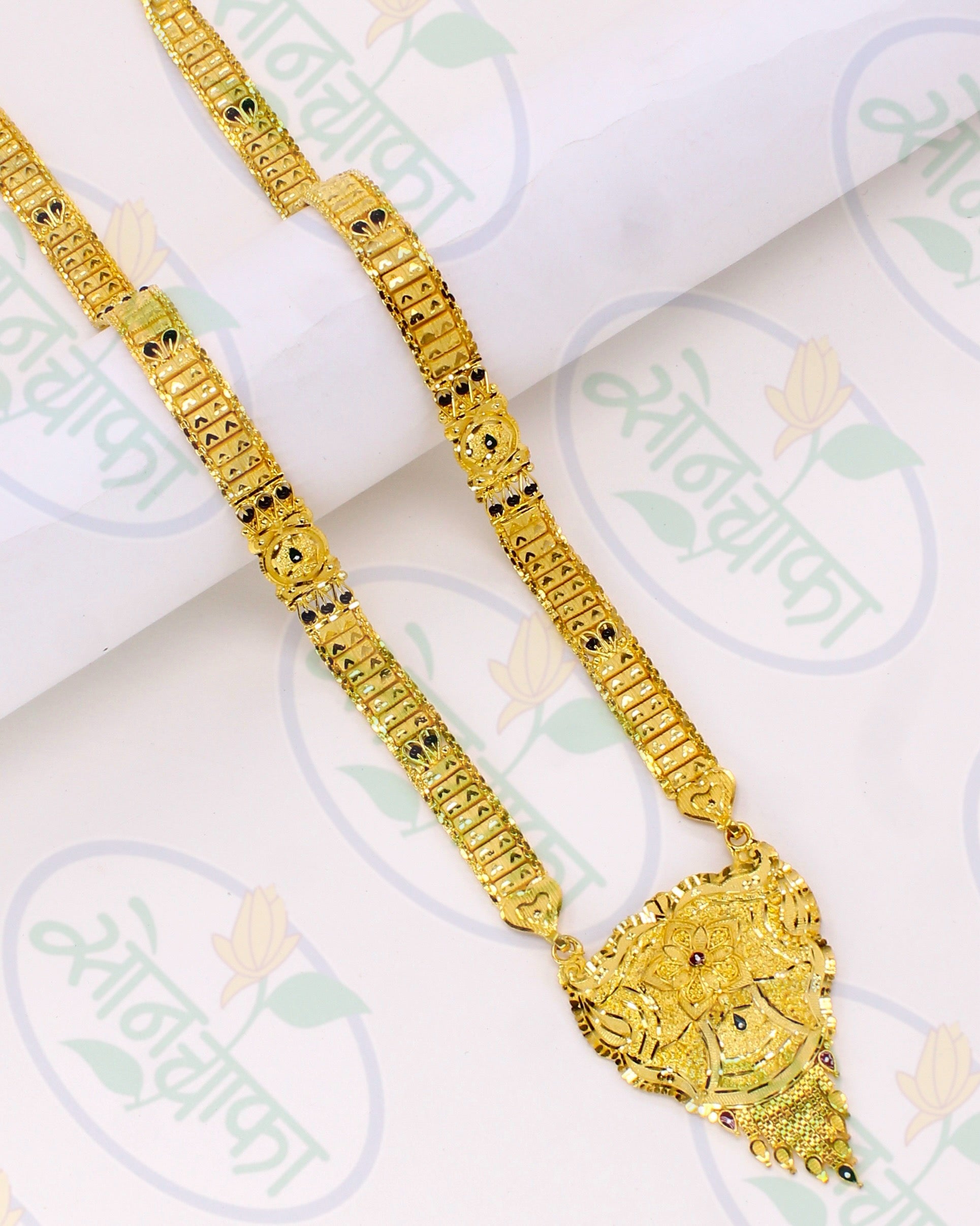 gram ladies mangalsutra design gold Floral Glam Gold Plated Mangalsutra