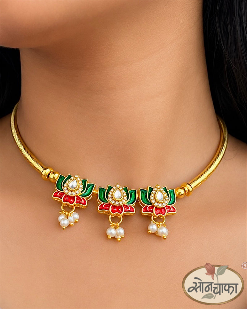 PEARL LOTUS CHANDRIKA NECKLACE