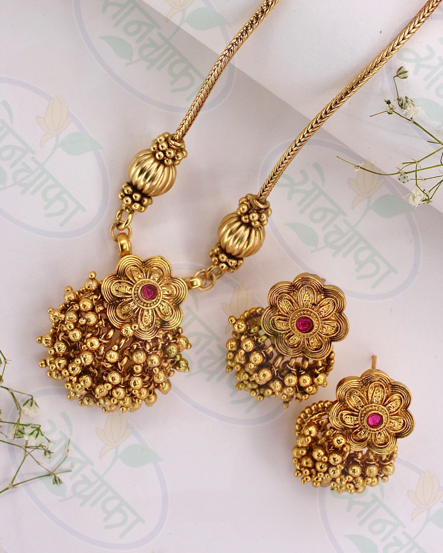 FLORAL DESIGNER NECKLACE SET