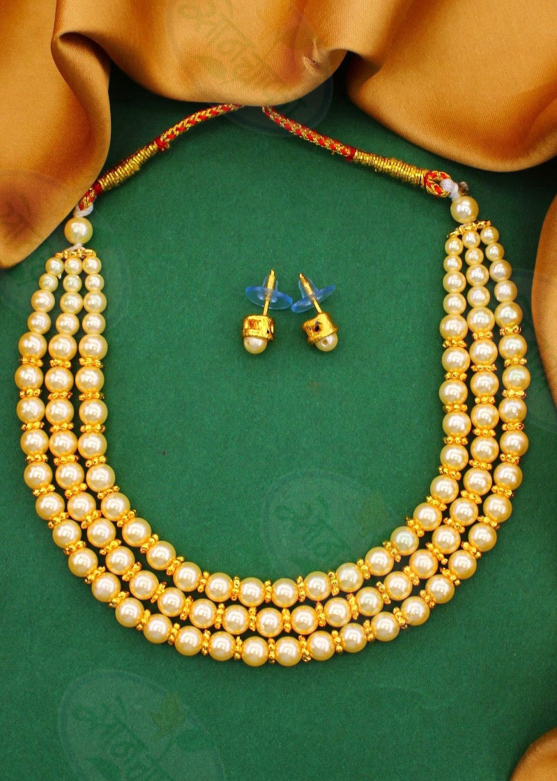 THREE LAYER MOTI NECKLACE