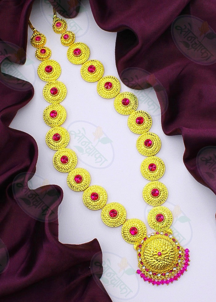 White Ganpati In Jewellery Ayodhya Bhakti Red And Yellow Moti Haar