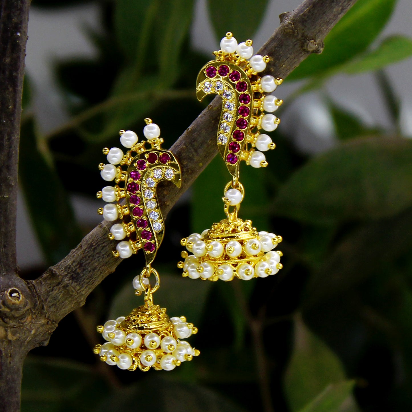 PUNERI DESIGNER EARRINGS WITH JHUMKI