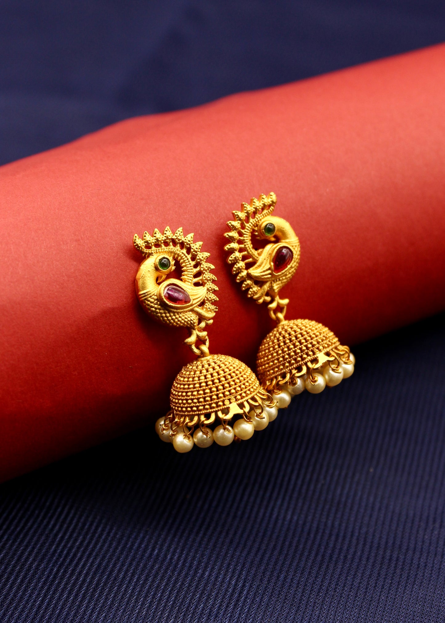 TRADITIONAL PEACOCK PESHWAI EARRINGS