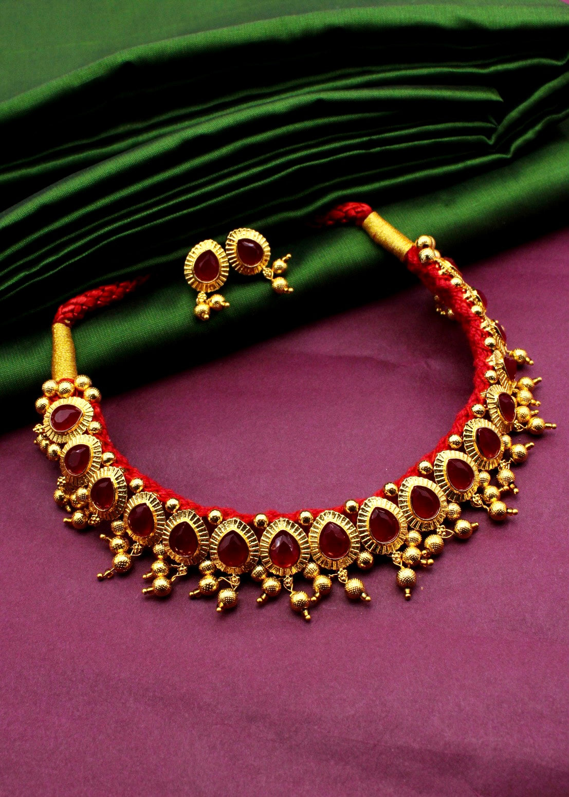 TEXTURED MALHAR CHOKER NECKLACE