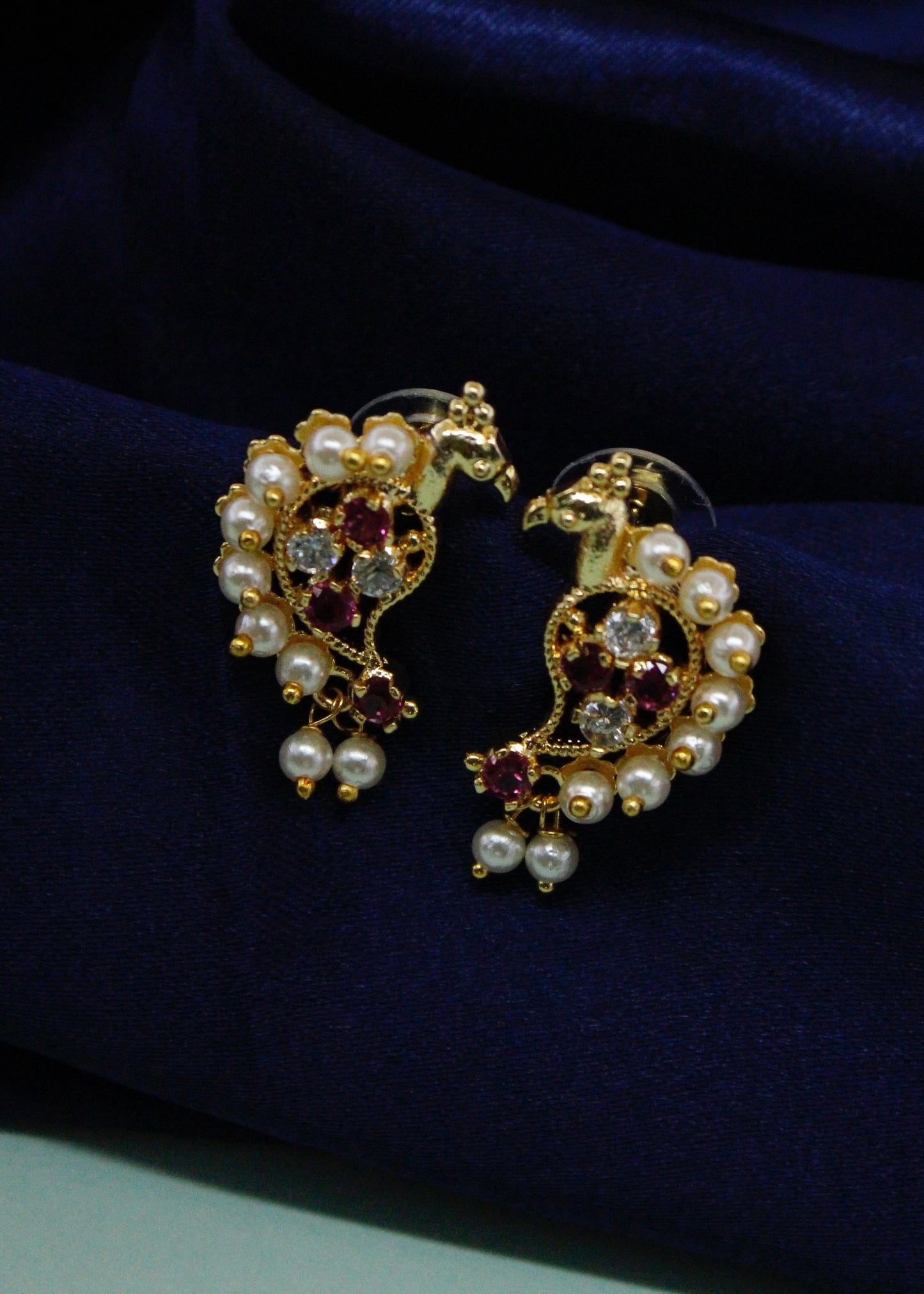 PEACOCK WITH PEARLS EARRINGS