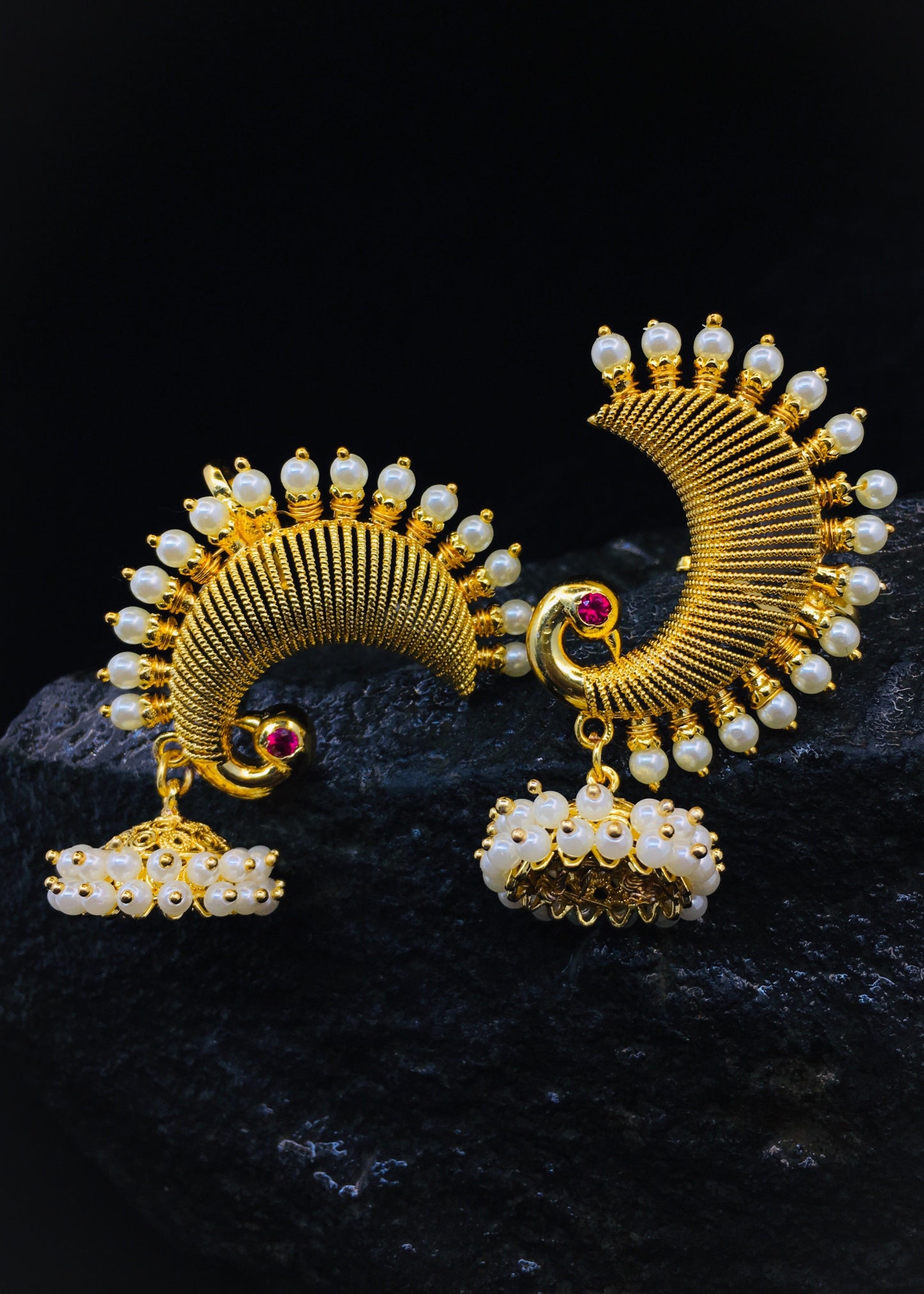 DESIGNER PEACOCK EAR-CUFFS