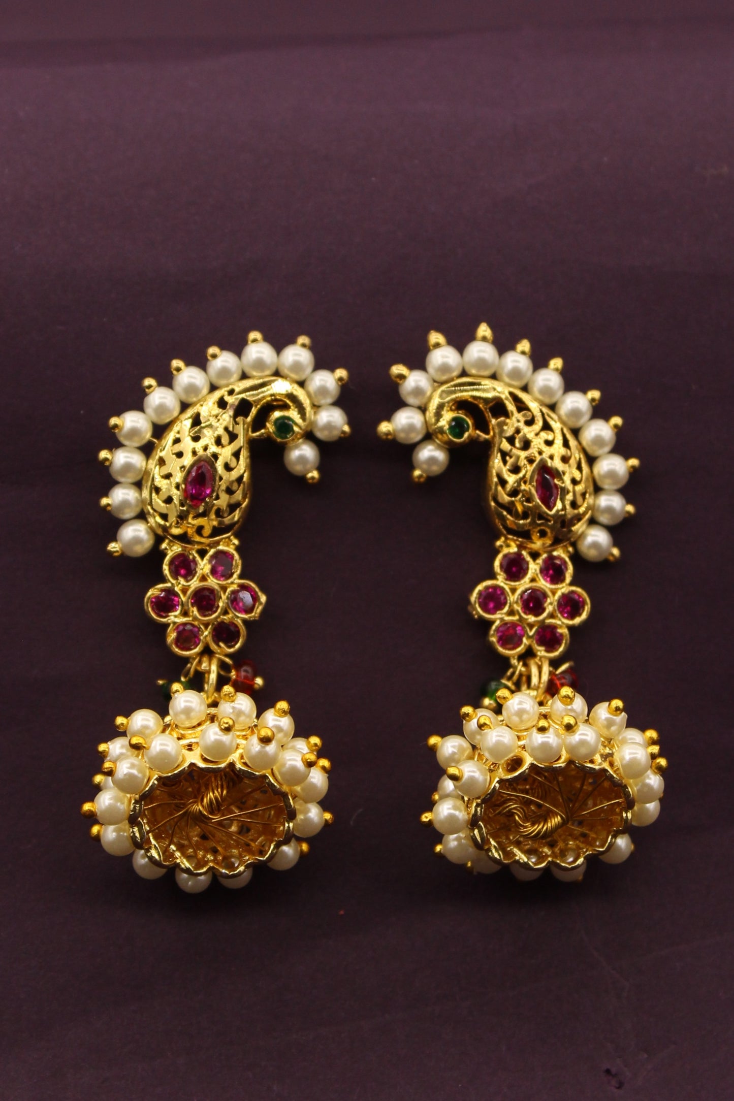 PEACOCK WITH FLORAL JHUMKA