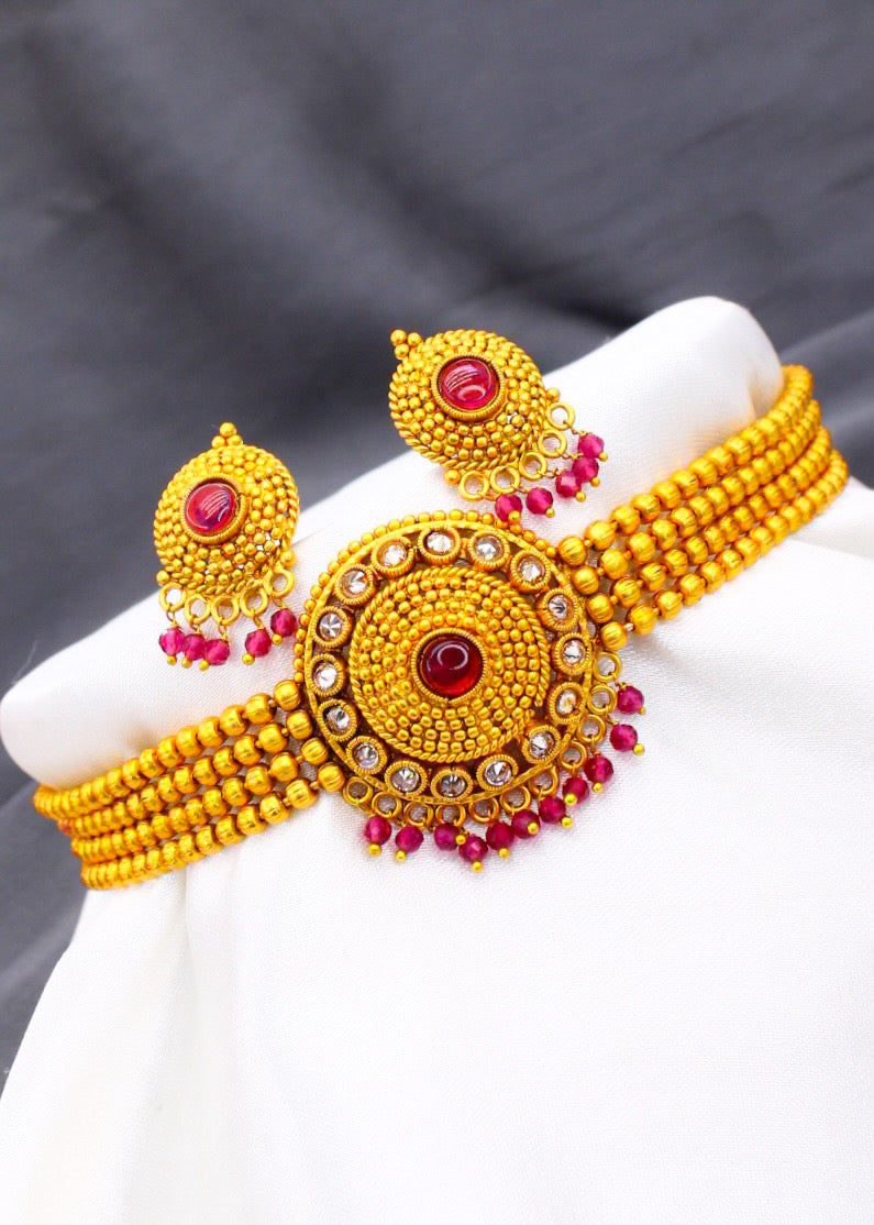 STYLISED FLORAL CHOKER SET