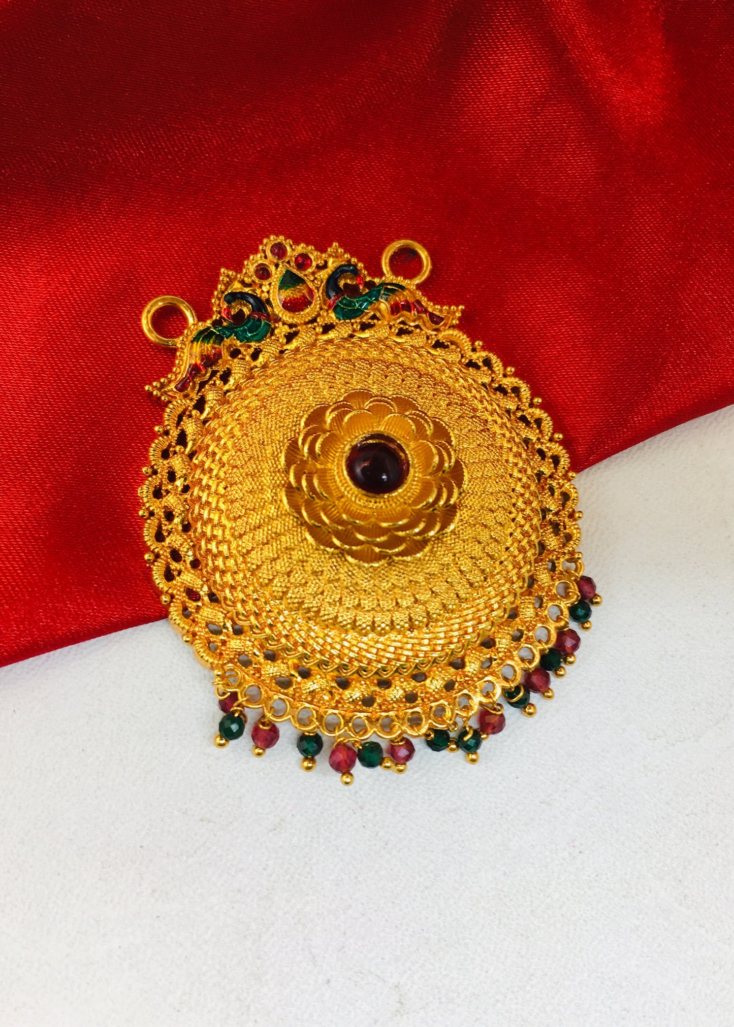 PEACOCK WITH FLORAL PENDANT