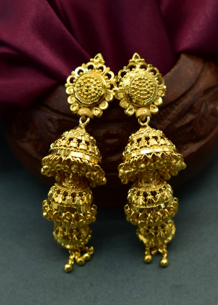 IMPRESSIVE 3 LAYER JHUMKI EARRINGS