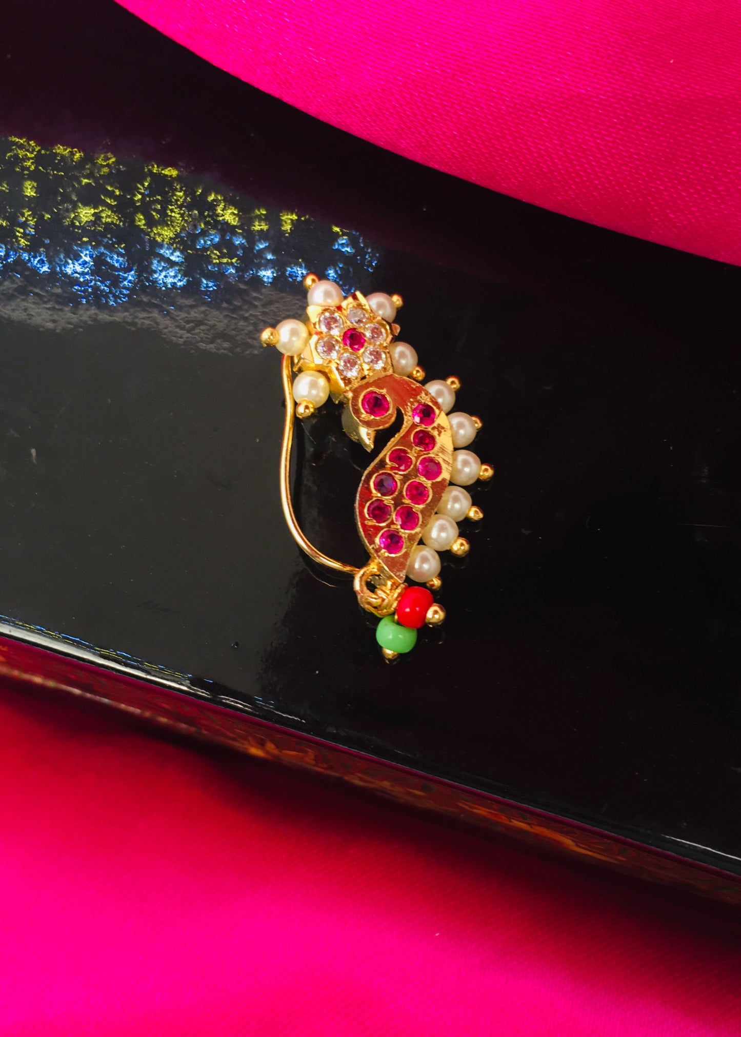 PEACOCK WITH FLORAL NATH