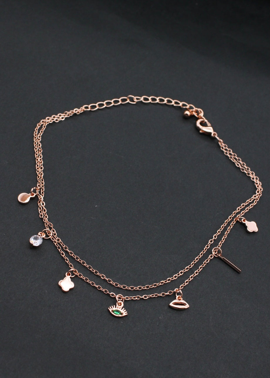 FANCY ROSE GOLD FINISH ANKLET