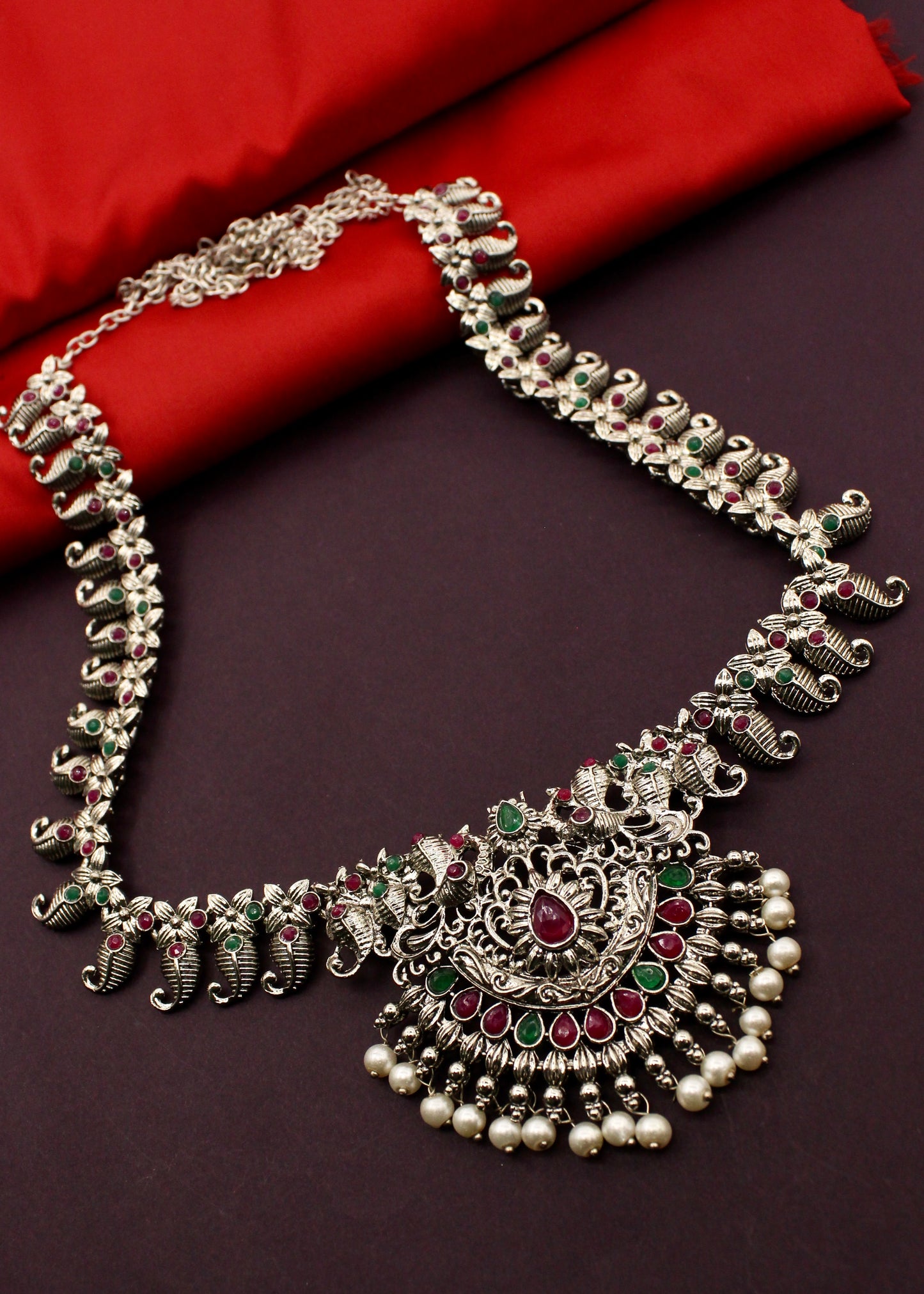 STRIKING PEACOCK OXIDISED MEKHALA