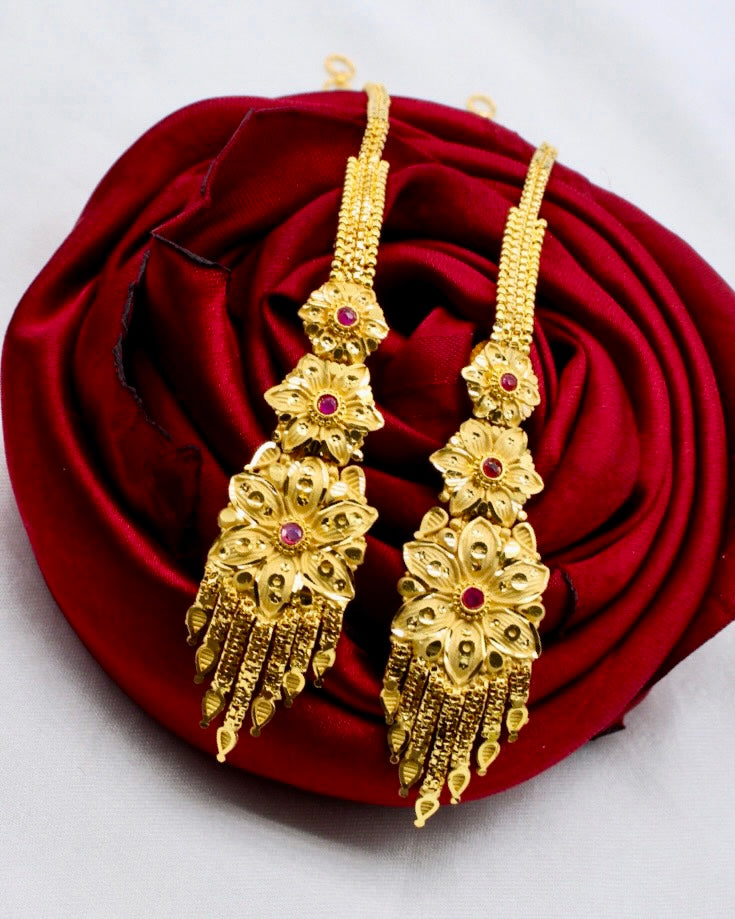 FLOWERET EARRINGS WITH KANCHAIN