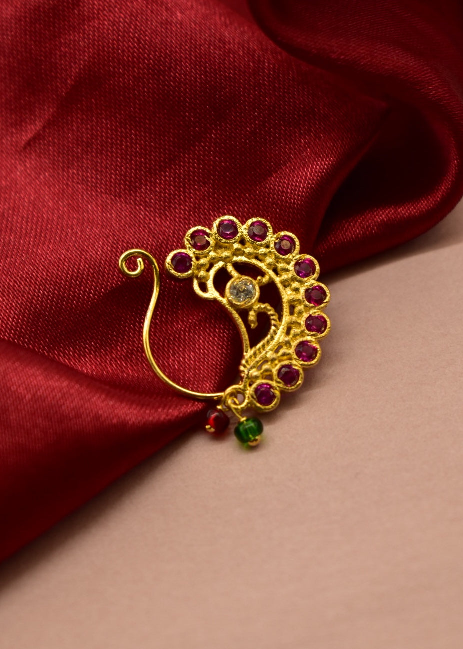 PINK STONE DESIGNER NATH