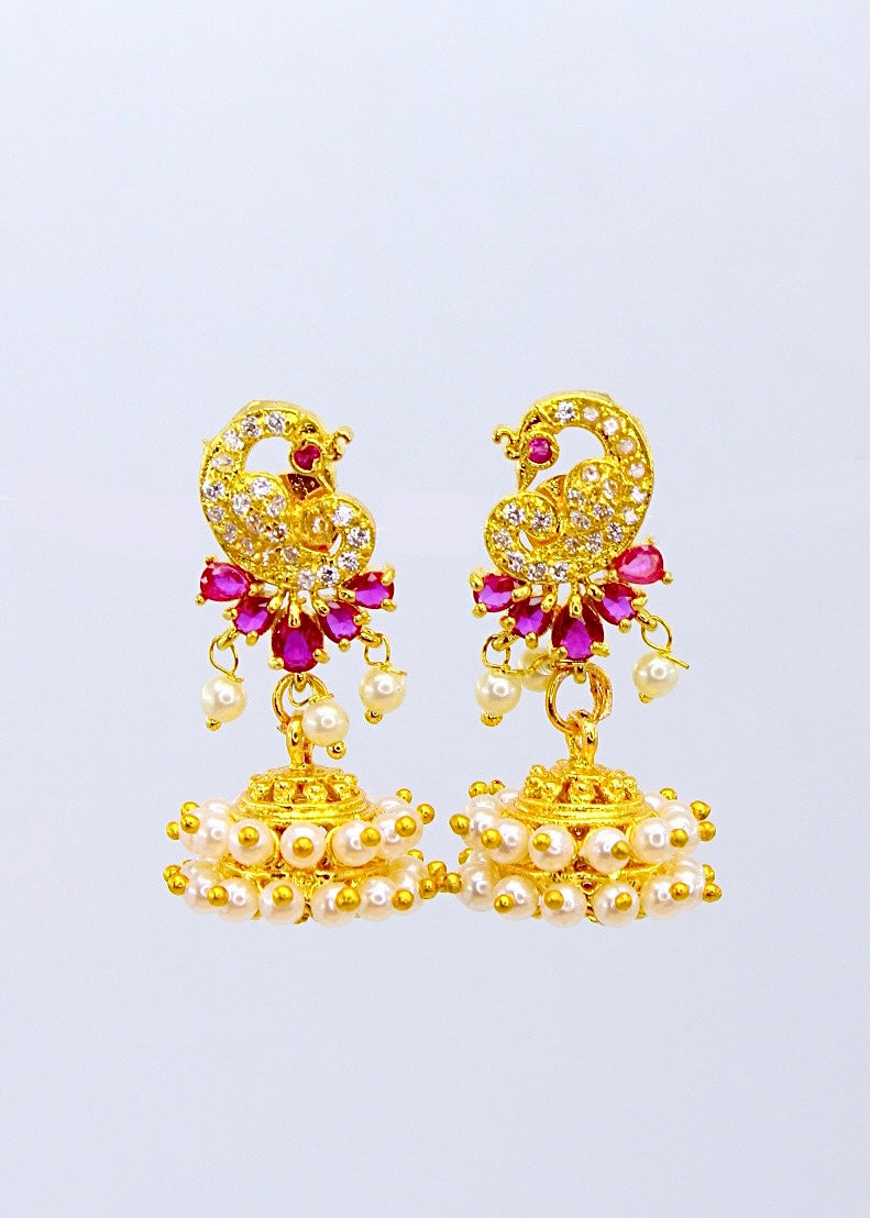 FLAWLESS PEACOCK JHUMKI EARRINGS