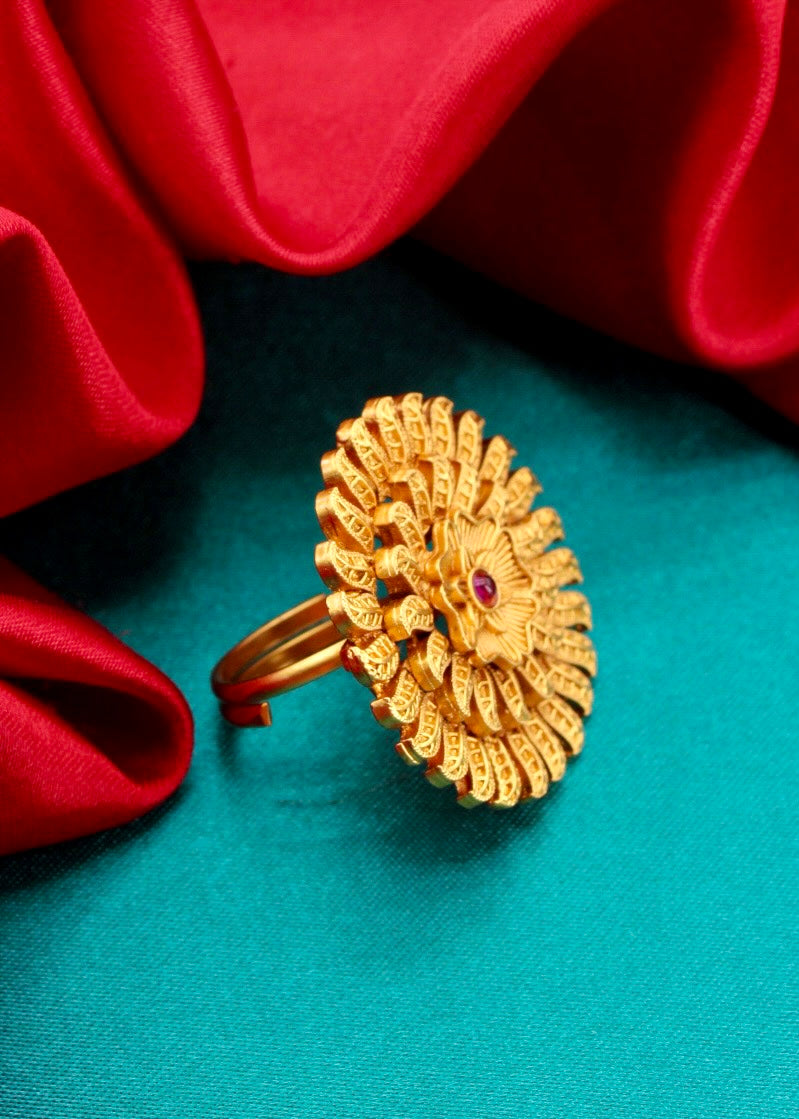 LEAFY FLORAL PESHWAI RING